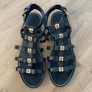 Black Tory Burch gladiator bow sandal